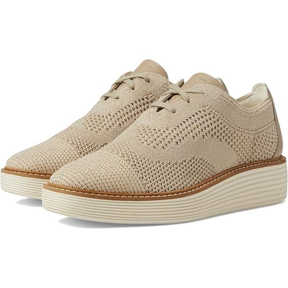 NWT Cole Haan Women's Originalgrand Platform Stitchlite Oxfords ,Beige -S 10.5